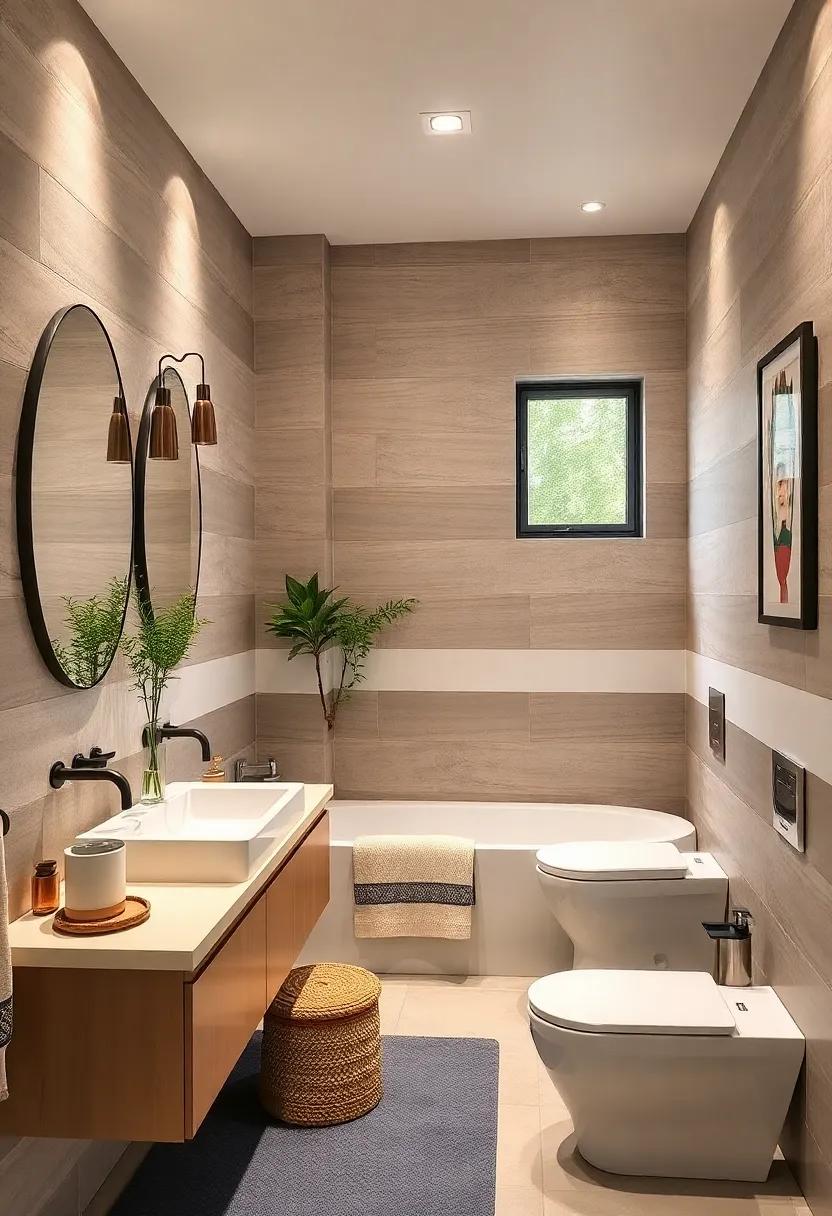 Subtle Stripes: Incorporate subtle stripes in similar hues ⁤to elongate walls ​visually, making your small‌ bathroom appear taller ⁤and more spacious