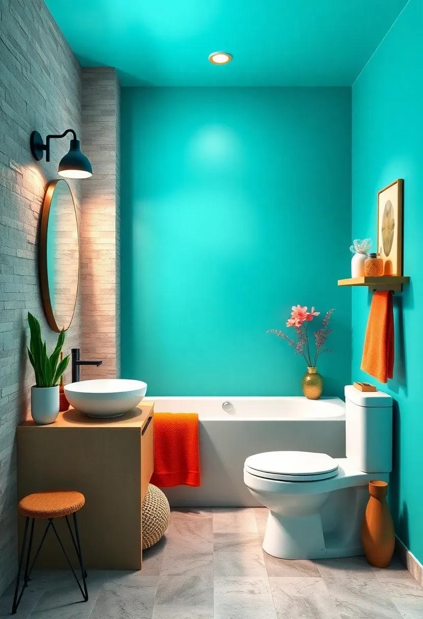 Vibrant Turquoise: Inject energy into ‌your small⁤ bathroom with a refreshing‍ splash of turquoise, reminiscent of the ⁣ocean and perfect for a ​coastal theme