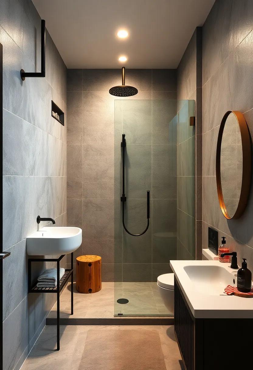 Industrial Touches:​ Embrace an ‍industrial style with metal fixtures and ⁢exposed piping for⁢ a chic, urban vibe in⁣ your small ⁣bathroom
