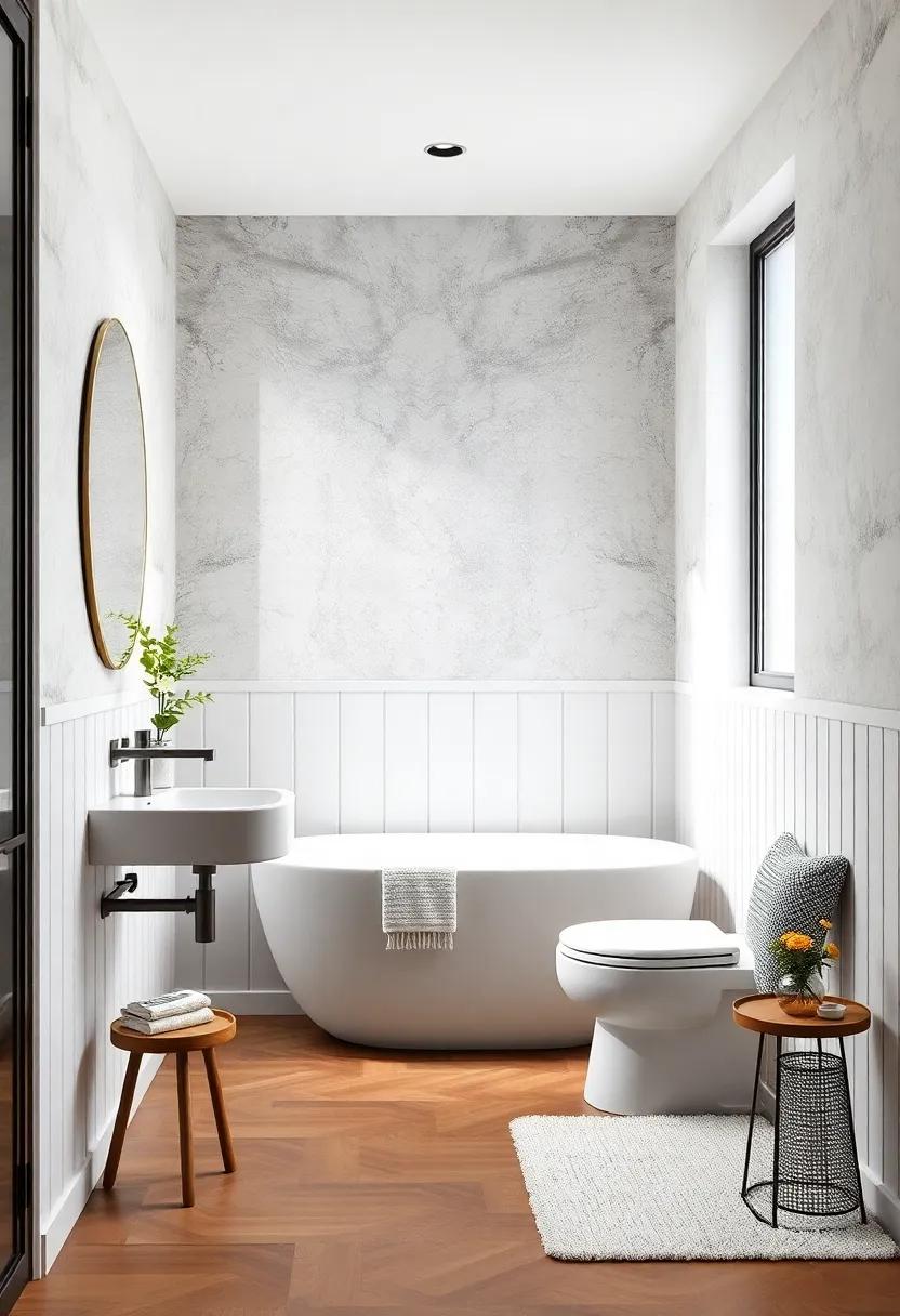 Implement a modern minimalist wainscoting approach, utilizing sleek paneling and muted colors for a clean, fresh appearance