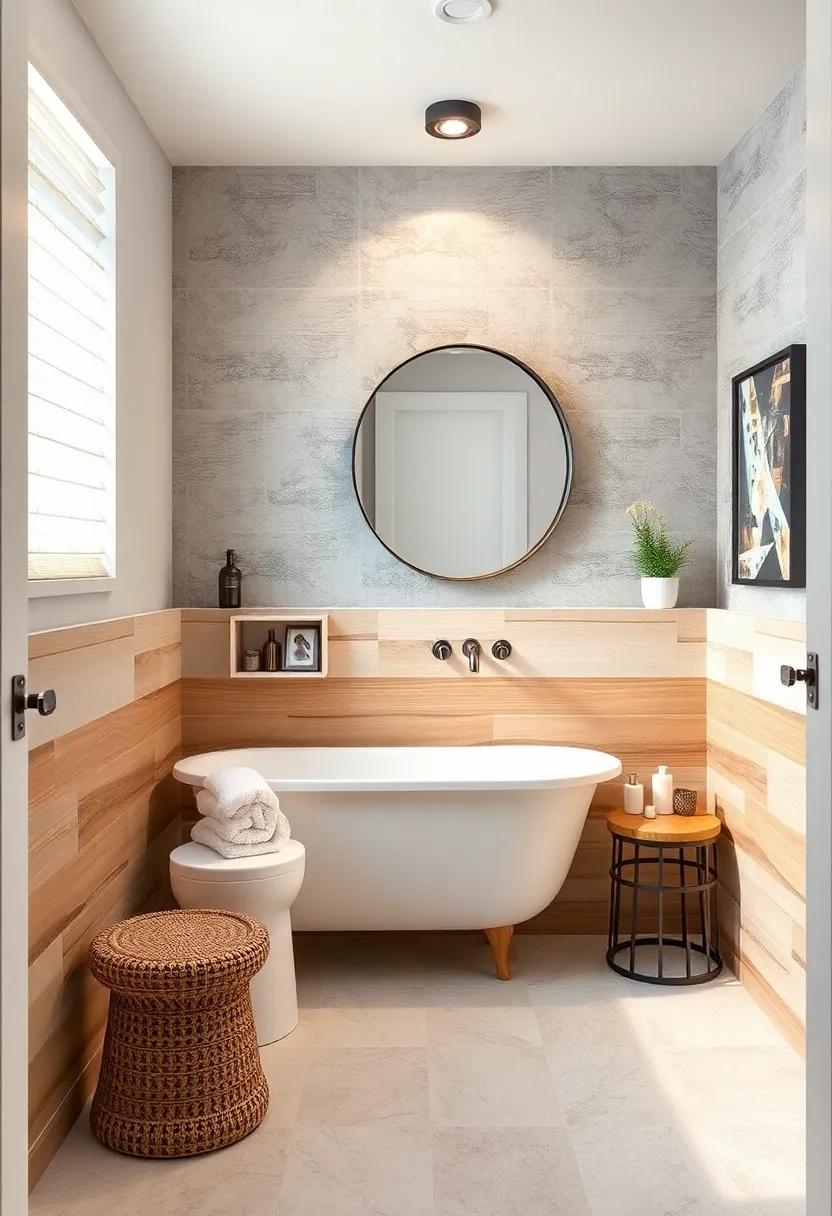 Mix and match wainscoting materials, such as combining wooden panels with ceramic tile, for a unique and dynamic texture