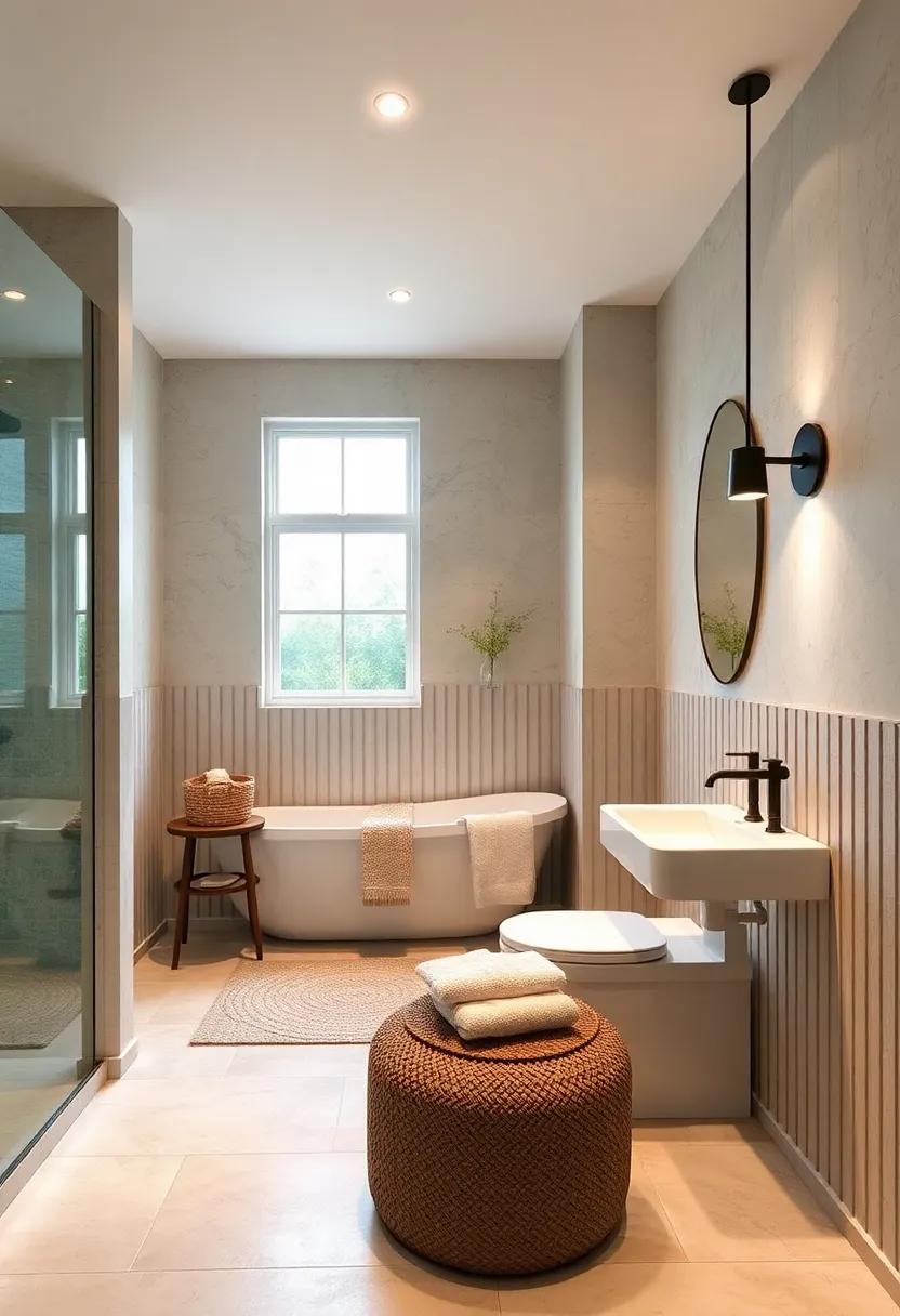 Transform a cramped bathroom with vertical wainscoting to draw the eyes upwards, creating an illusion of height