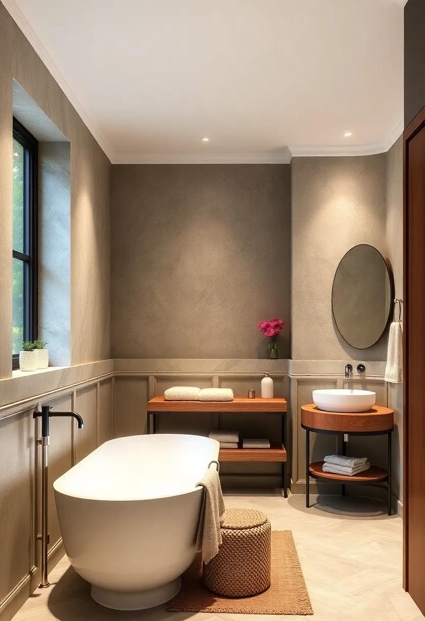 Use wainscoting to define separate areas within a larger bathroom, enhancing functionality and style simultaneously