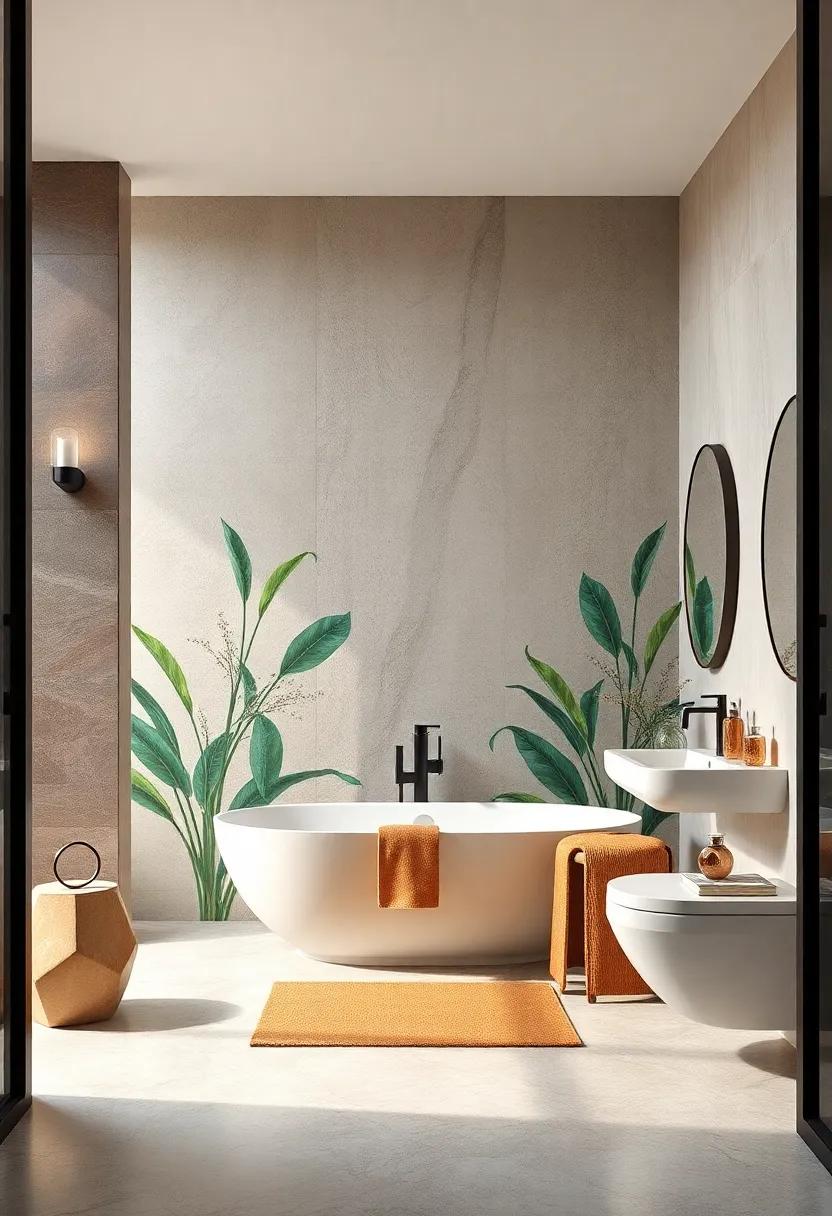 Environmental Harmony through Nature-Inspired Wall Decals in Small Bathrooms