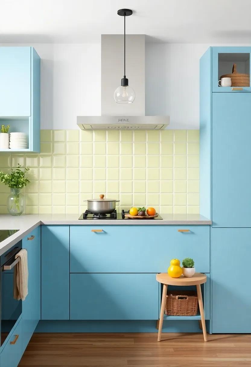 Bright Colored Enamel: Use bright-colored enamel panels to bring cheerfulness and a pop of color, infusing your kitchen with energy and vibrancy