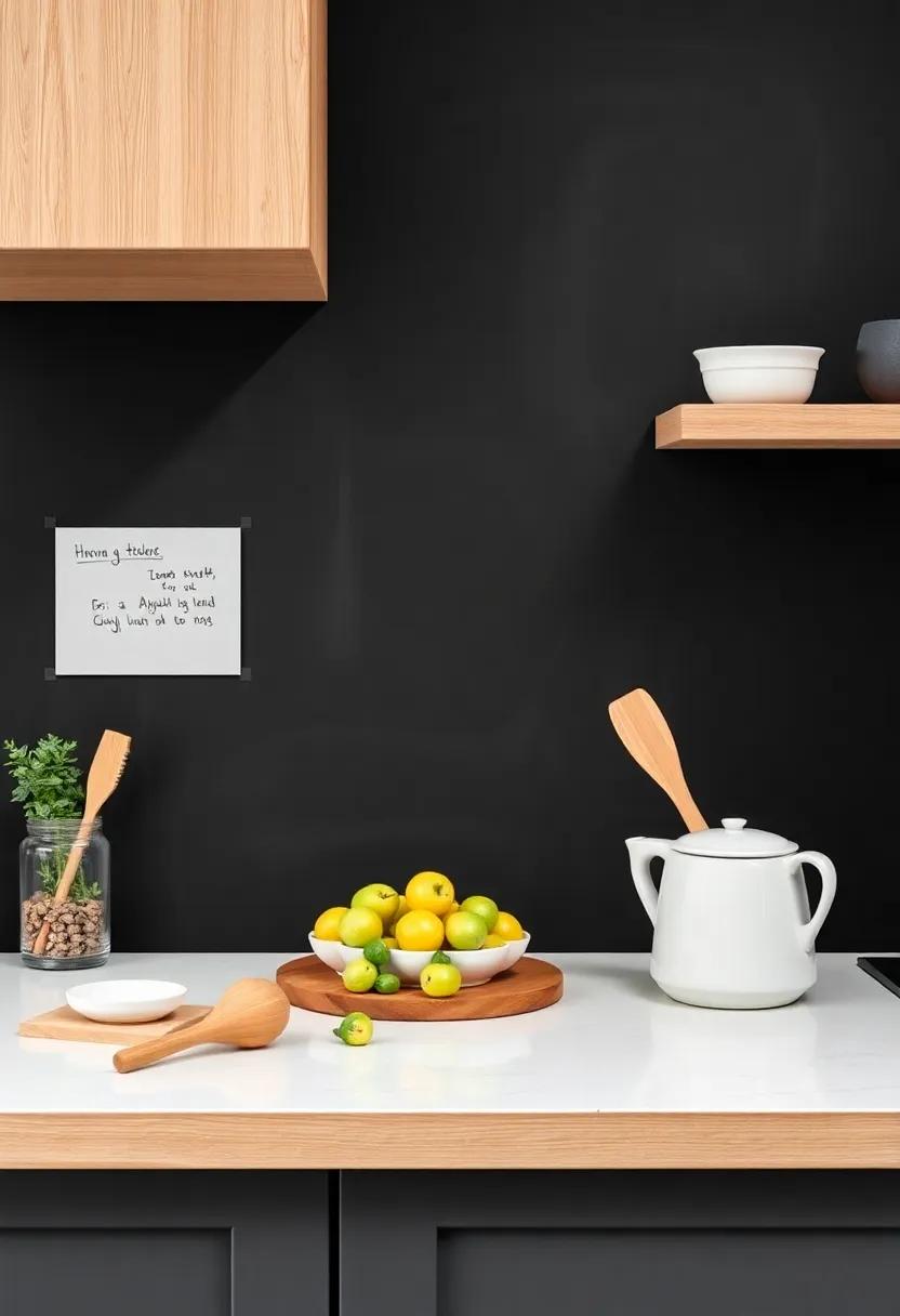 Chalkboard Paint: Turn your backsplash into a functional space with chalkboard paint that encourages creative notes, recipes, and doodles, adding personality to your kitchen