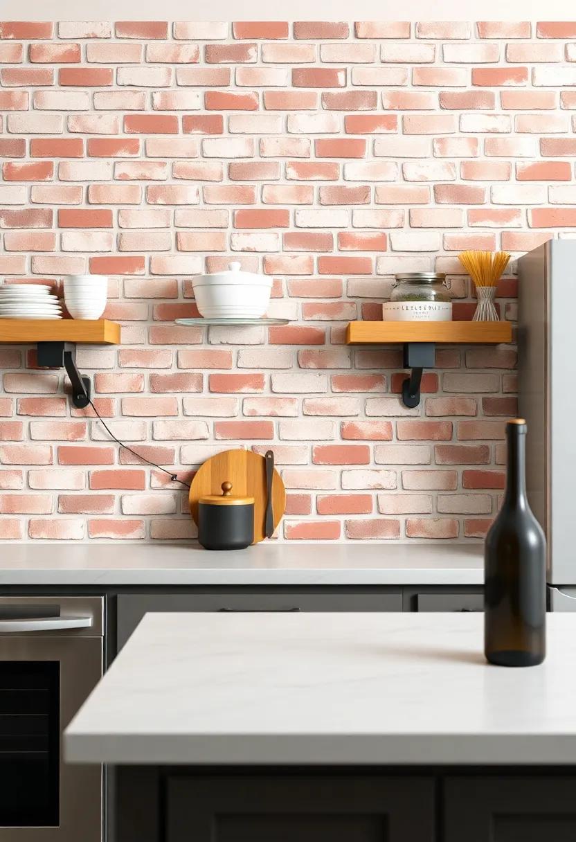 classic Bricks: Create an urban farmhouse feel with exposed brick or faux brick tiles that lend a rugged charm and timeless appeal