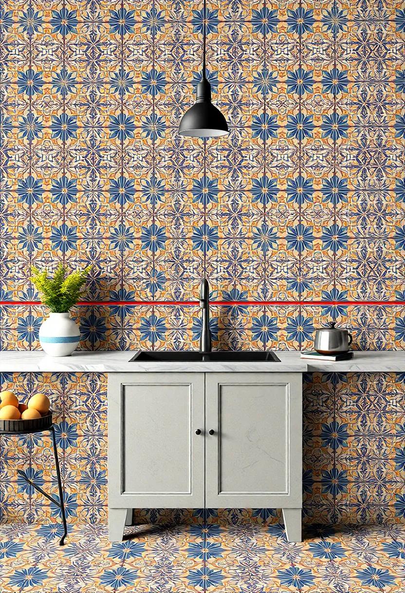 Intricate Moroccan Tiles: Transport your kitchen to a far-off destination with intricate Moroccan tiles, rich in detail and vibrant colors that evoke a sense of adventure
