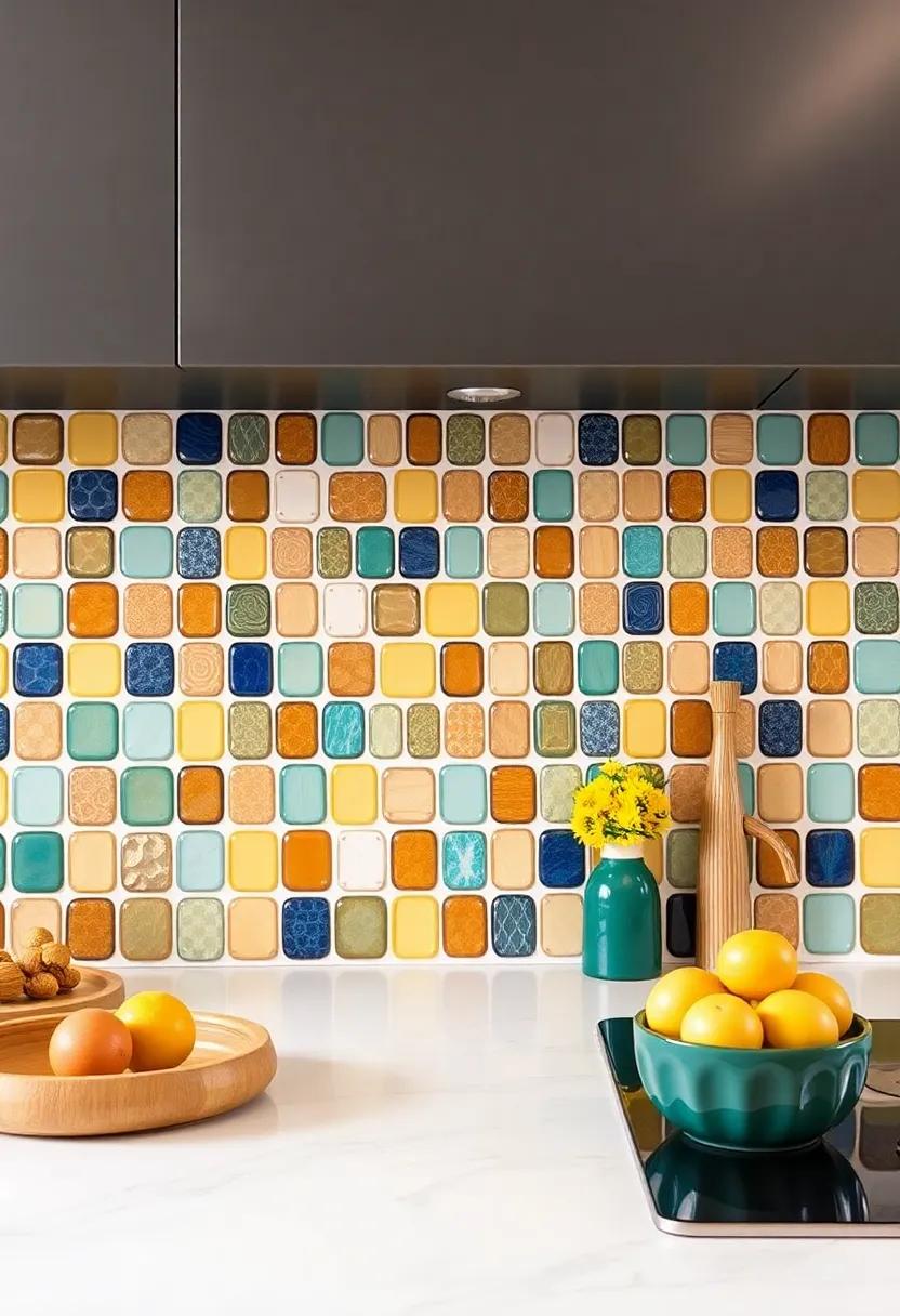 Vibrant Mosaic Designs: Infuse energy into your space with a vibrant mosaic backsplash featuring a mix of colors and shapes that showcases your personality