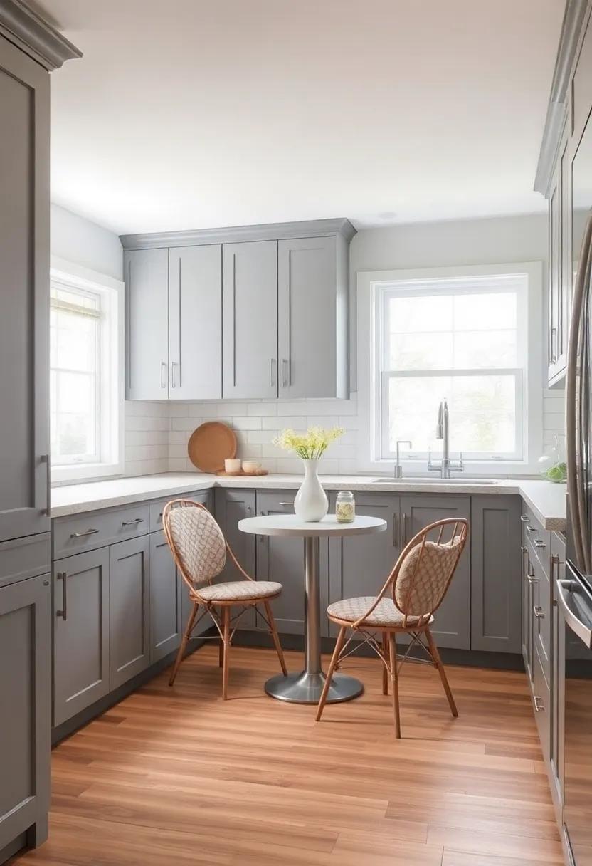 Create a Cozy Nook: Designate a small corner with a bistro table and comfy chairs to encourage casual dining and entertaining in the kitchen