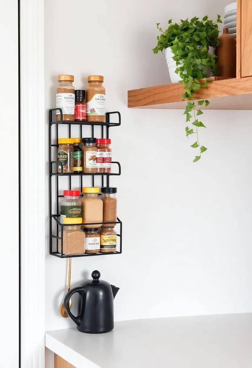 Integrate⁤ a⁣ Spice Rack: ⁢Maximize vertical‍ space by installing a small ​spice rack on the wall to keep your favorite seasonings within ​easy reach while‍ cooking