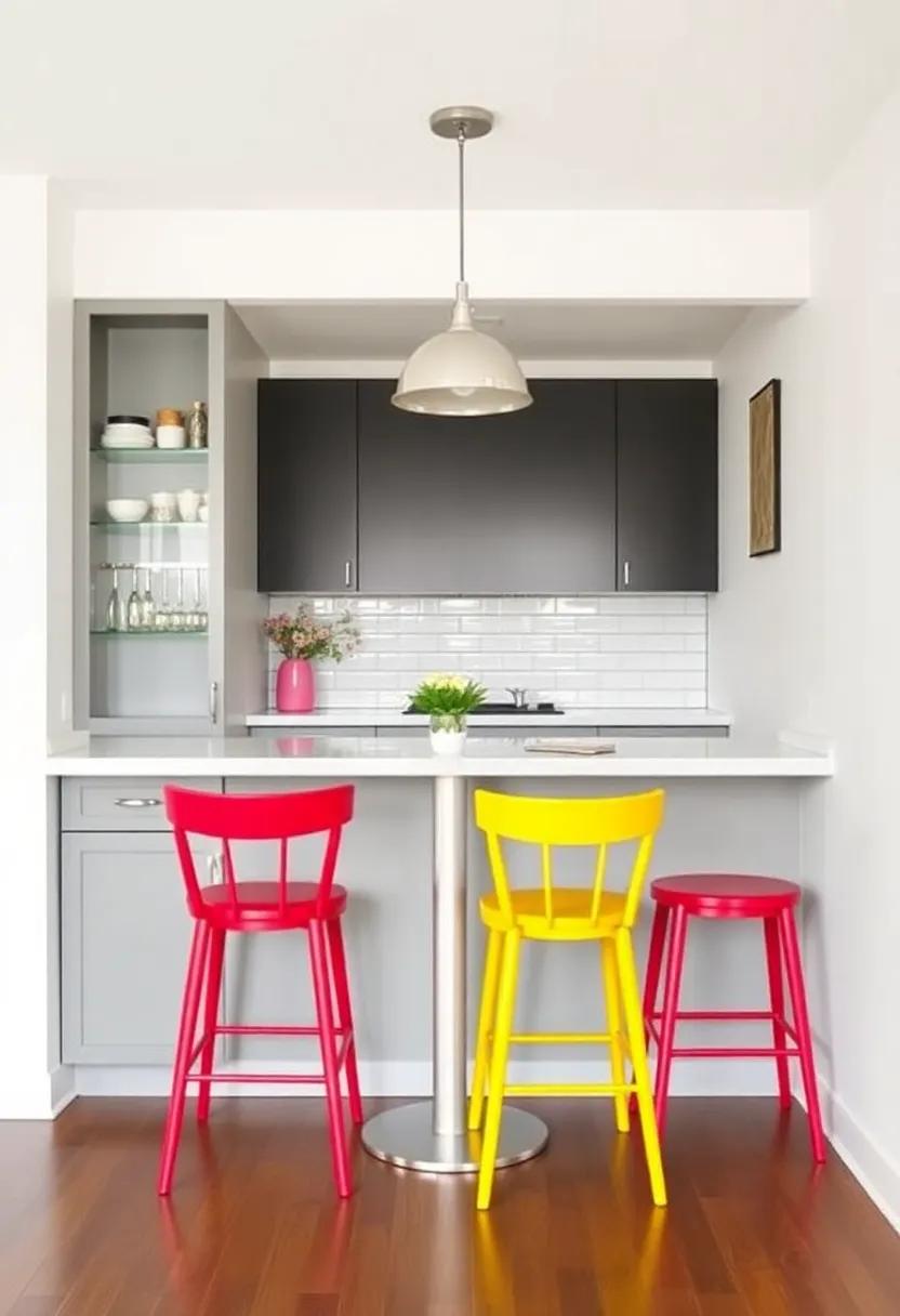Use Colorful Bar Stools: Brighten your cooking space with vibrant ‍bar ‌stools that add a pop of color and personality ​to​ your kitchen nook