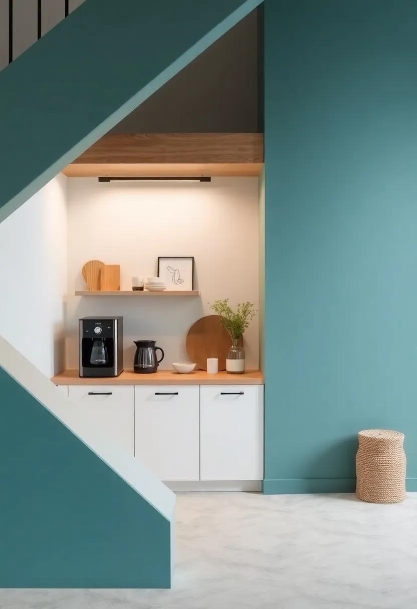 Charming Nook: Designing a Cozy Coffee Station beneath the Stairs