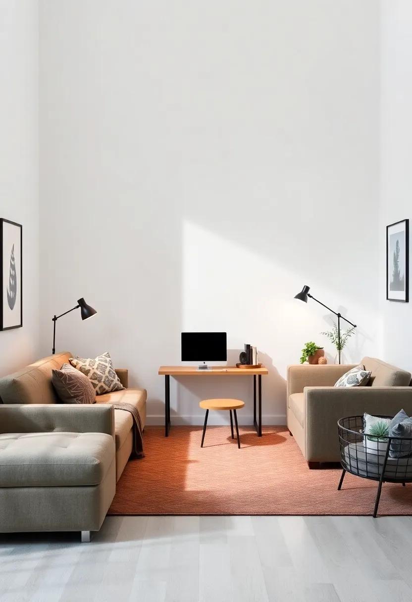 Home Office Integration: Combine a small sectional with a compact desk setup to create a functional home office environment that doesn’t sacrifice style