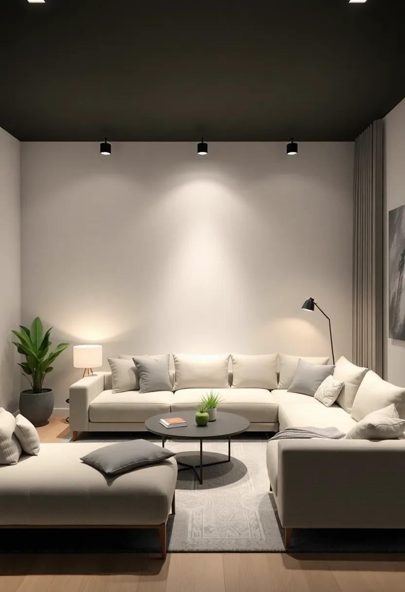 Layered Lighting: Enhance the ambiance of your living room with multiple light sources that accentuate your sectional's design