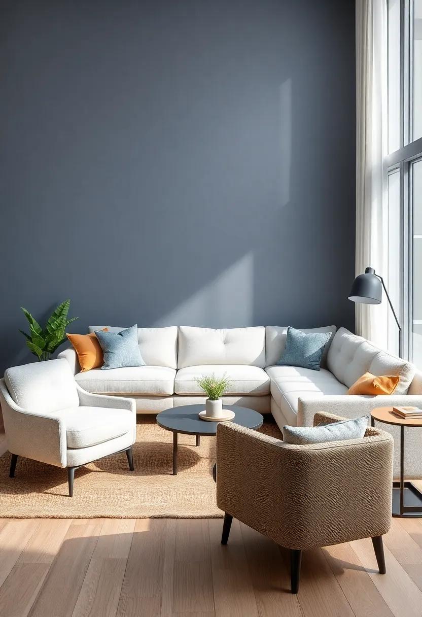 Accent Chairs: Complement your sectional with stylish accent chairs that offer additional seating and contrast in design