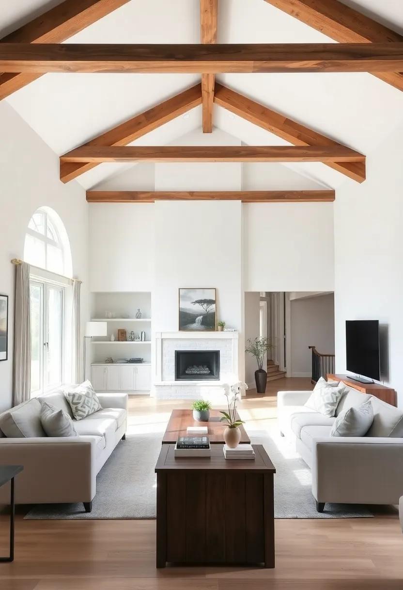 Use a Neutral Base: Paint walls in soft whites or beiges to make the beams pop while maintaining a light and airy feel