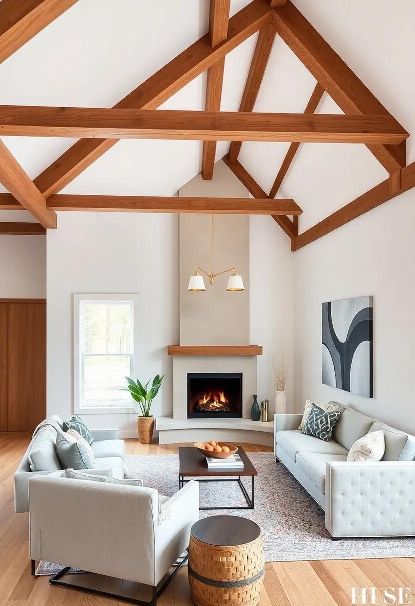 Corner Fireplace: If feasible, a small corner fireplace can create warmth and act as a focal point, accentuating the natural wooden beams