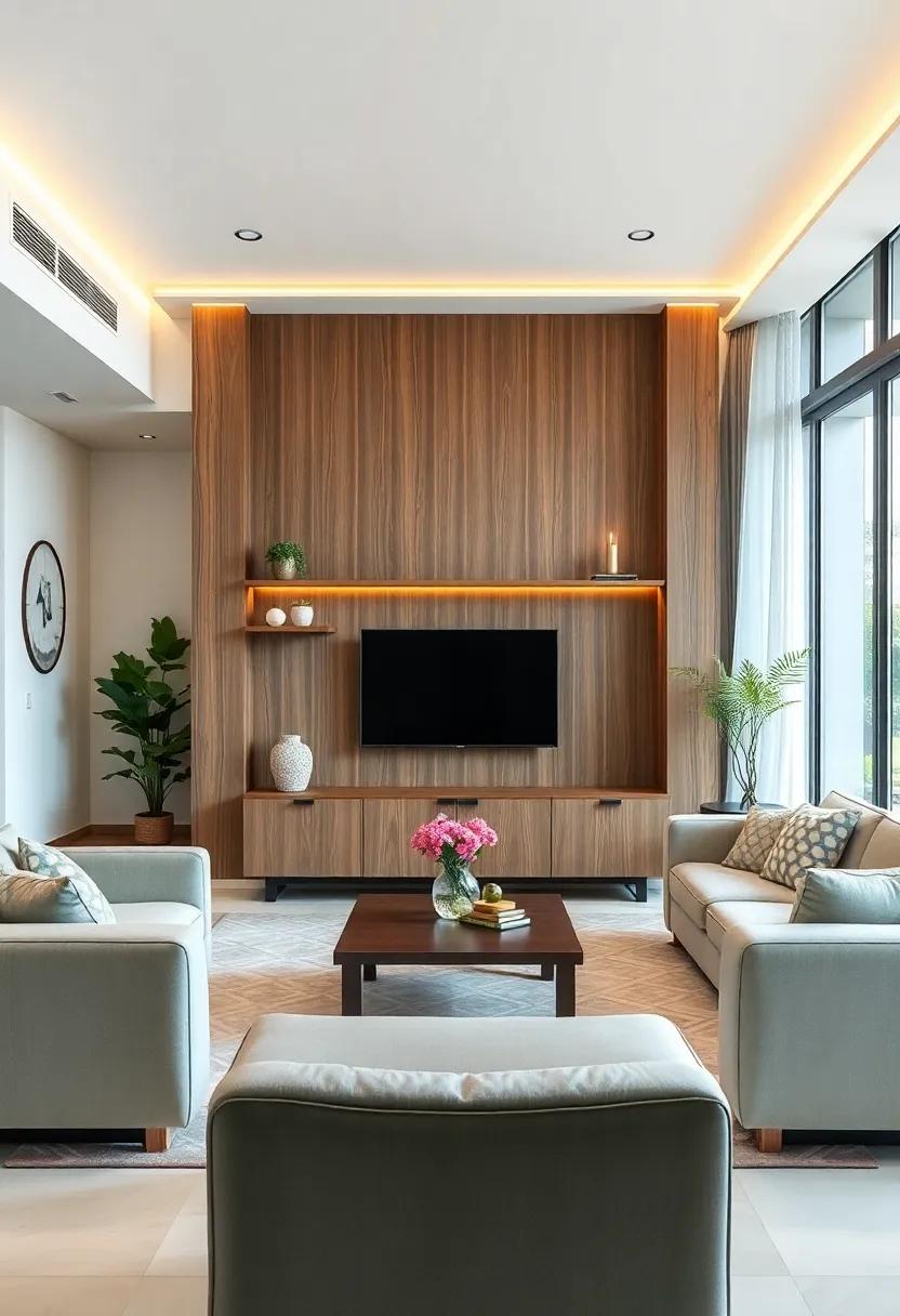 Above-Furniture Storage: Utilize the wall space above sofas or chairs for shelves or cabinets to keep everyday items accessible but off the floor