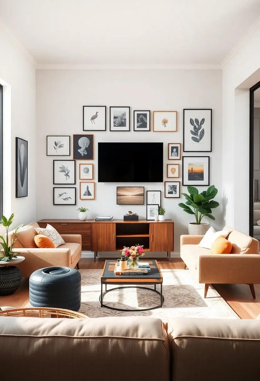 Wall Art Gallery: Curate an eclectic gallery wall with your favorite art pieces, framed photos, or prints to infuse personality