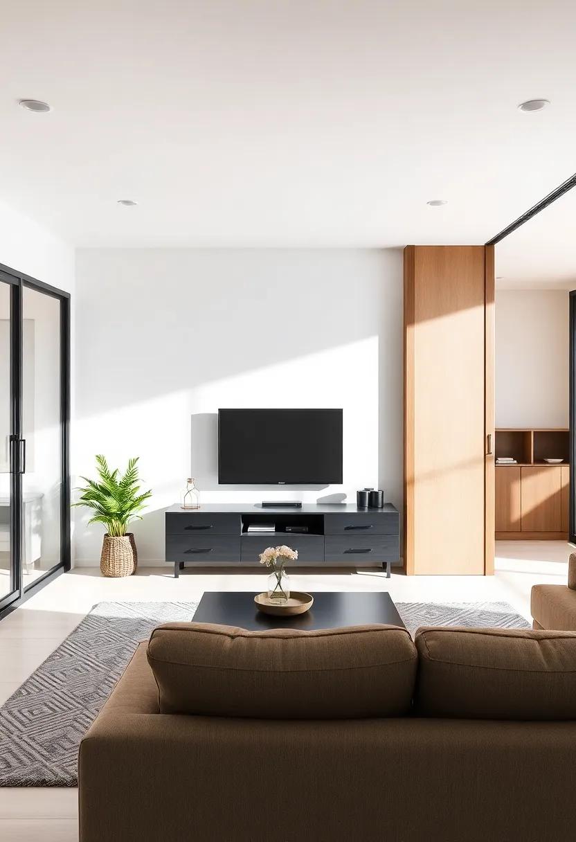 Sliding Doors: Add sliding doors to separate the living area from adjacent spaces when desired,maintaining an open flow when needed