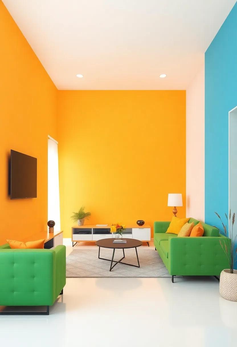 color Blocking: Experiment with bold color blocks on walls or furniture to create distinct zones within the open layout