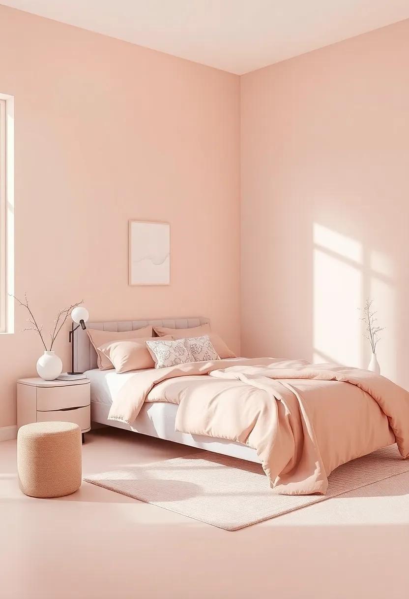 Blush Pink: Soft and subtle, blush pink adds a hint of romance while maintaining a soothing vibe in your bedroom