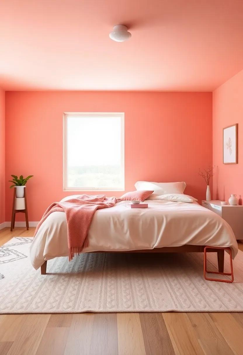 Soft Coral: This muted coral shade exudes warmth and charm, providing a serene atmosphere perfect for a relaxing escape