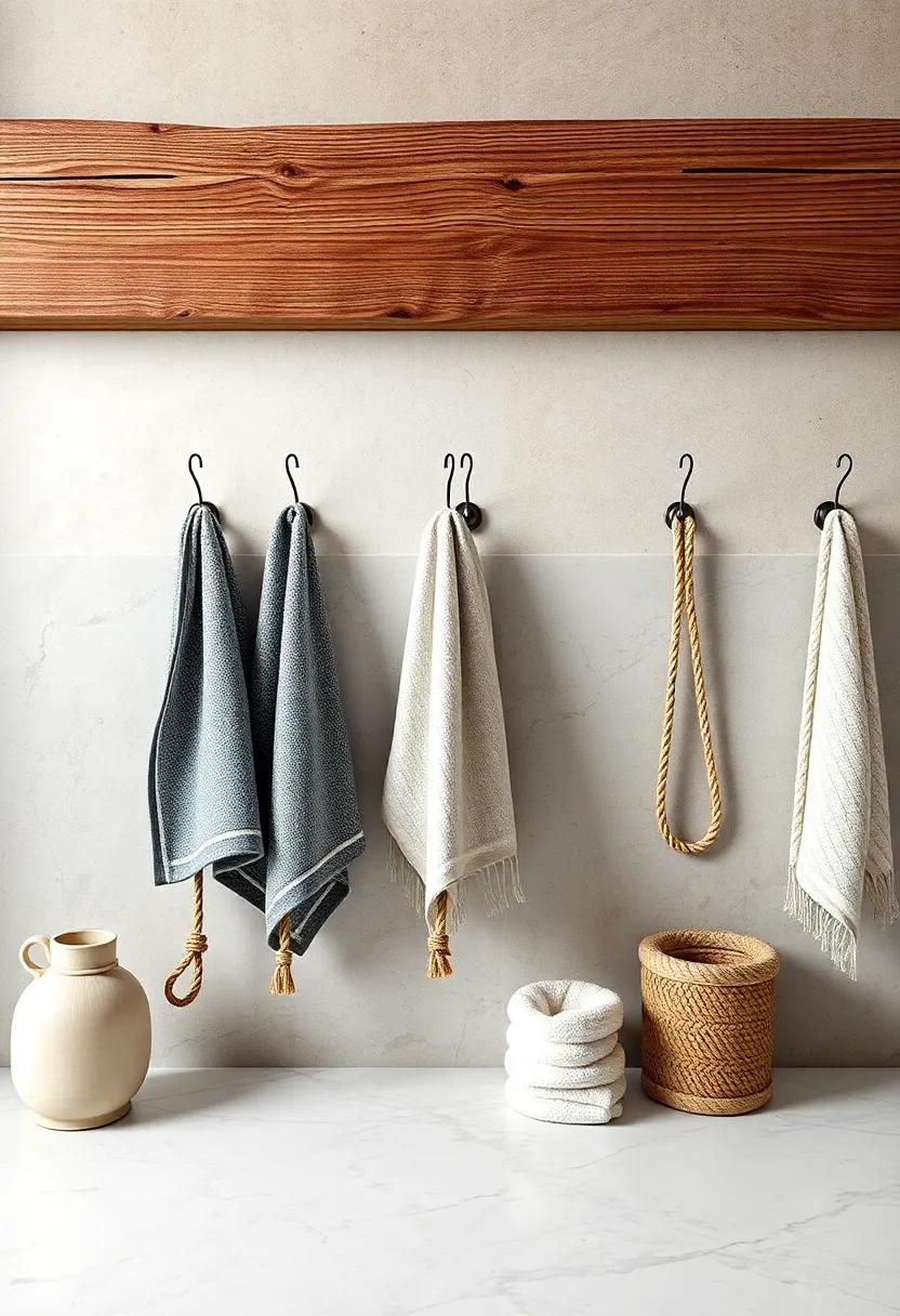 Incorporate Hooks and ropes ​for a ⁤Unique Towel‍ Display