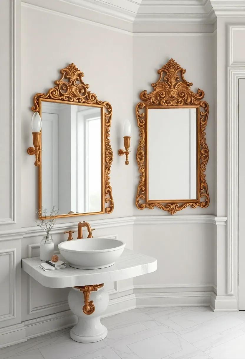 Emphasizing Detail With Ornate Mirrors as Bathroom Highlights