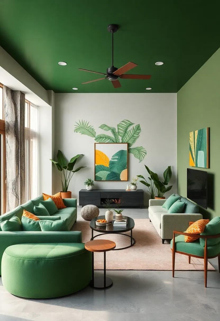 Embrace a Green Palette: Start​ with varying ‍shades of green on your ‍walls or accents to create a foundation that mirrors the vibrancy​ of⁤ a tropical rainforest