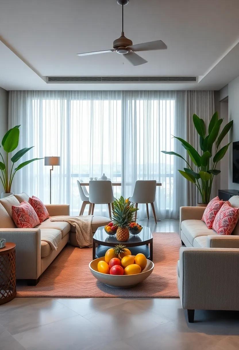 Tropical ⁣Fruit ⁢Accents: Use decorative ‌bowls filled with faux tropical fruits like pineapples and ⁢mangos for a fun centerpiece that hints at tropical flavors