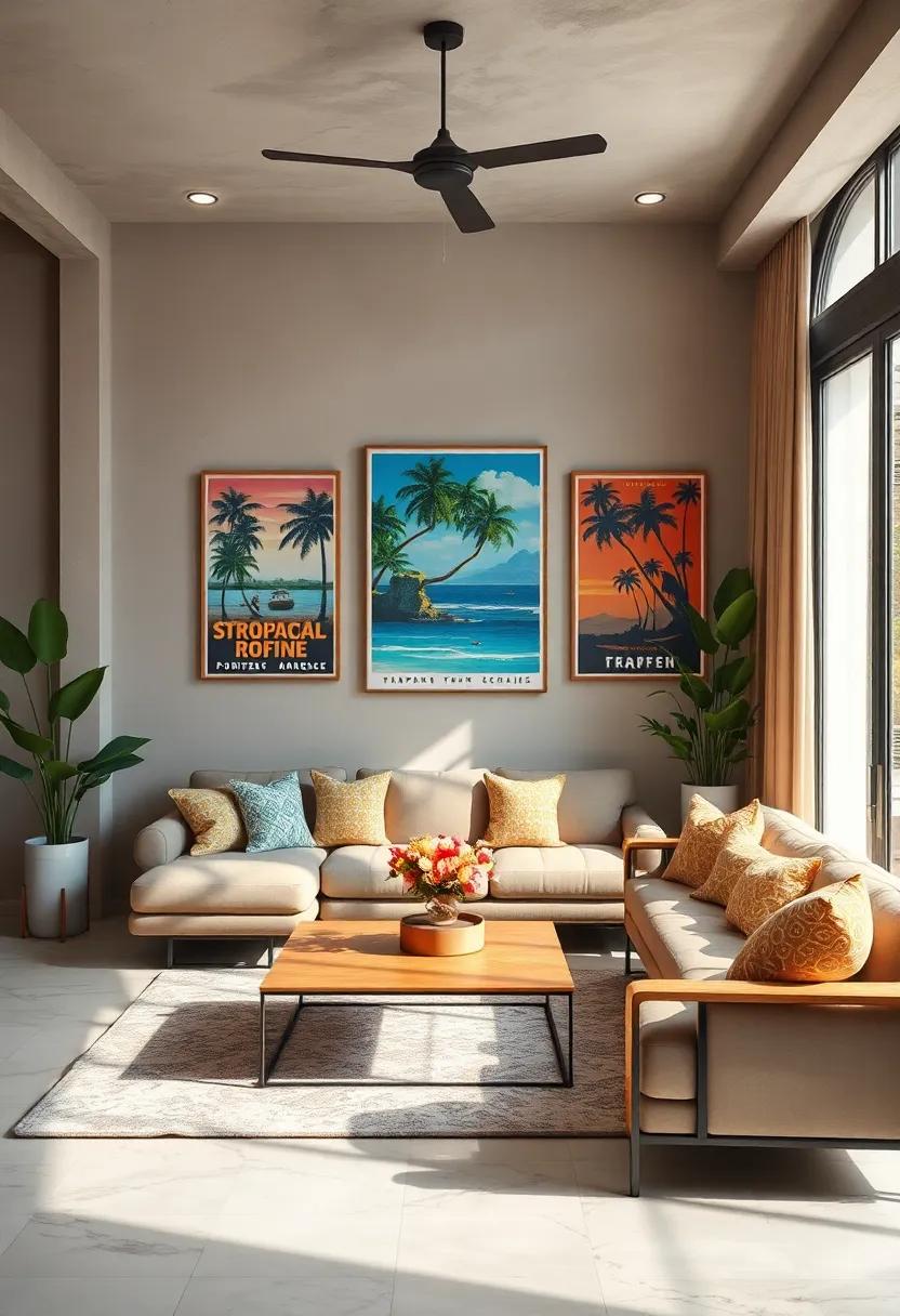 Vintage Travel Posters: Hang framed ⁤travel posters ⁢from tropical⁢ destinations to inspire wanderlust and the joy of exotic locales