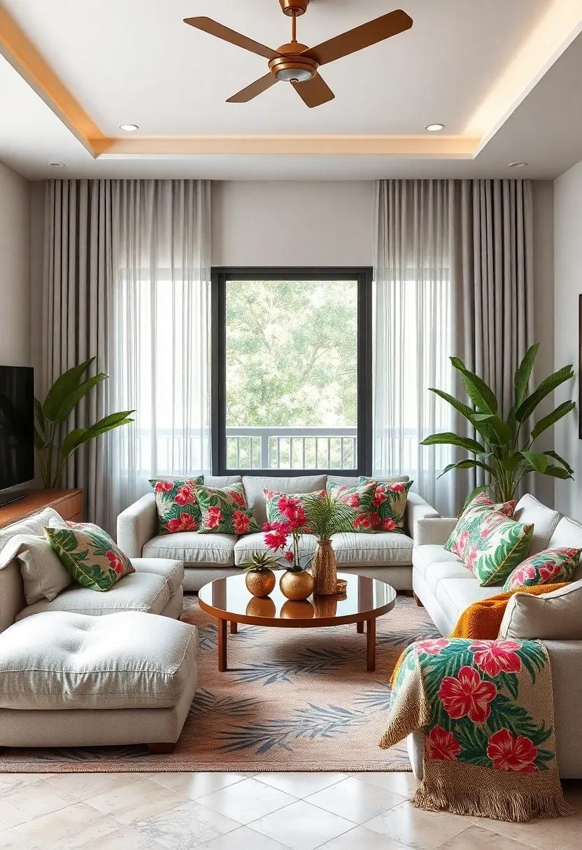 Tropical-Inspired Textiles: Opt for cushions and throw blankets adorned with palm⁣ leaves, hibiscus‌ flowers,​ or exotic animal prints to tie in the theme
