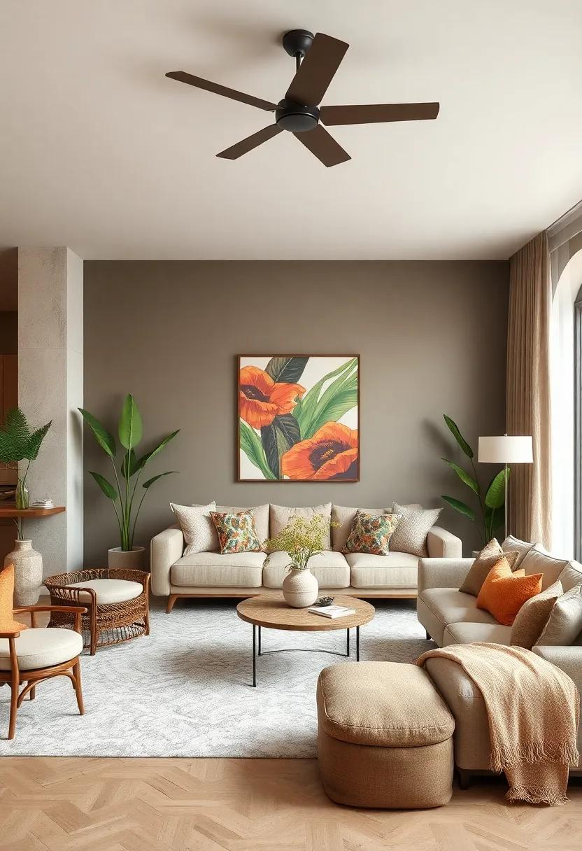 warm Neutrals for Balance: Pair vibrant tropical colors⁢ with warm neutrals like beige or ​taupe‍ to‍ create a harmonious and⁣ inviting atmosphere