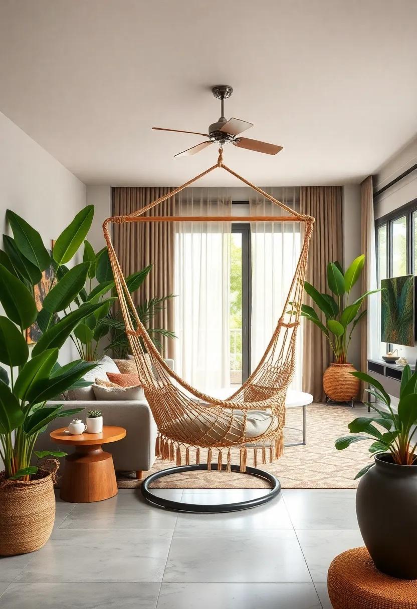 Hammock⁣ Chair or Swing: Create a relaxed space with a ‌hammock chair or swing that invites you to​ unwind‍ and ⁣enjoy the tropical atmosphere