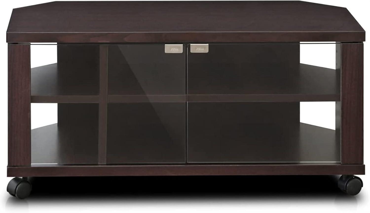 TV Cabinet TV Stand Espresso with Glass Doors for your dorm