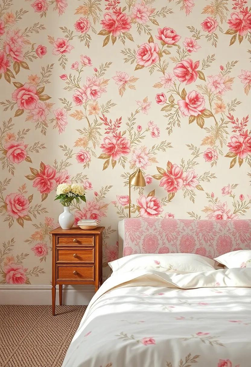 Vintage ‌Floral Wallpaper: Embrace the classic beauty of pastel floral patterns to create a serene ‌and ⁢inviting atmosphere ⁤in your ⁤bedroom