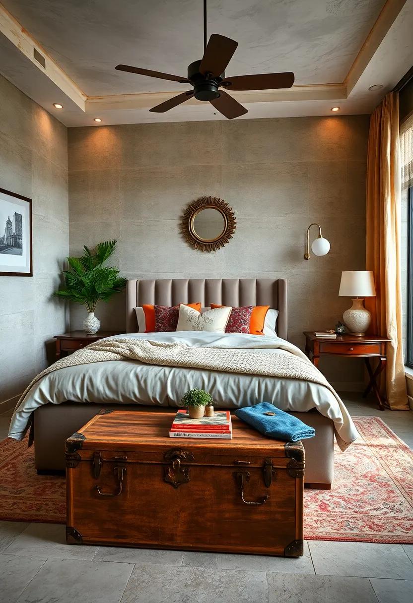 Antique ⁢Trunks: Use an antique ‌trunk as a stylish storage ⁢solution at the foot of the bed, adding character and functionality