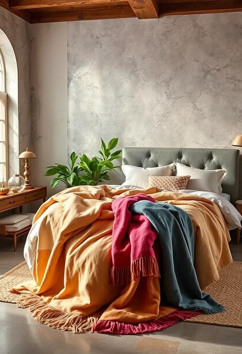 Cozy Throw Blankets: Drape soft throw blankets in luxurious fabrics across your bed or chair for an inviting and ⁤layered look