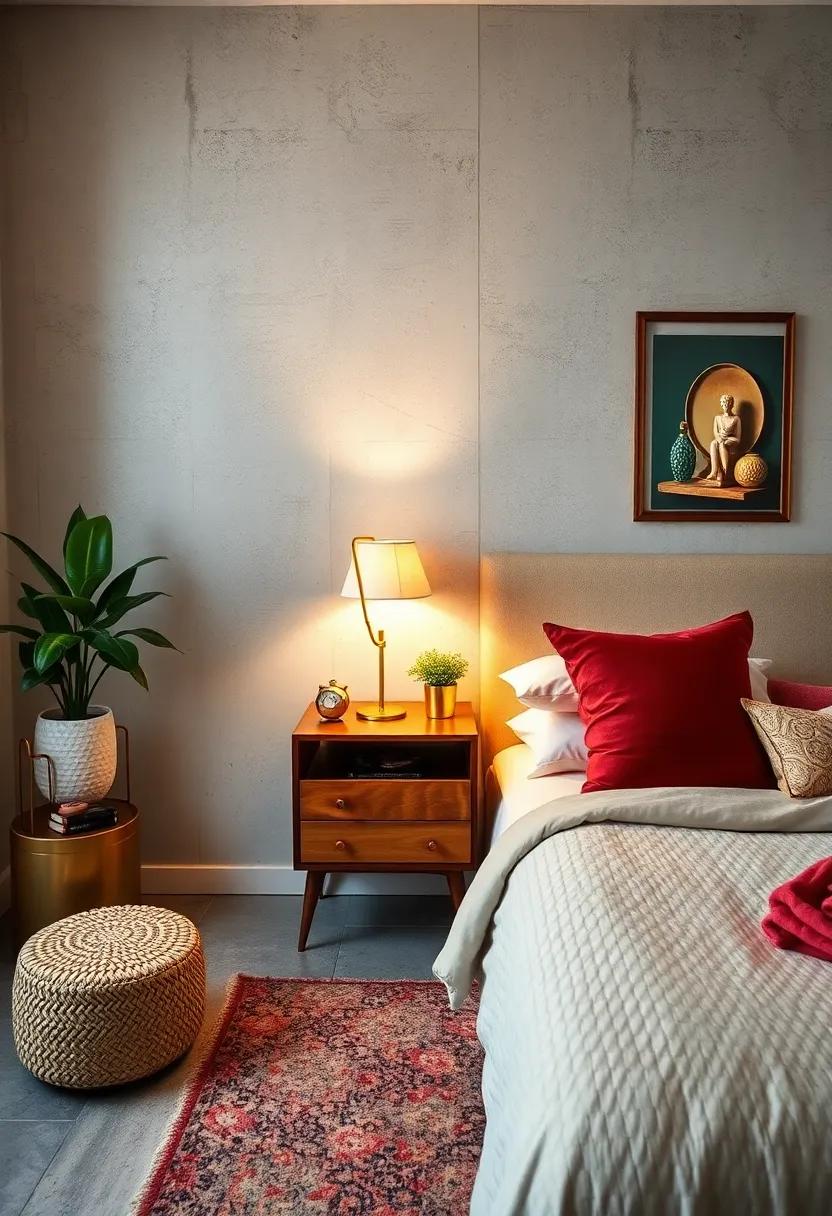 Retro Nightstands: Find matching or mismatched vintage nightstands to place by your bed, providing style and convenience