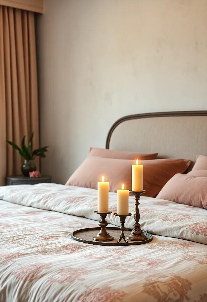 Scented candles: Use elegant scented candles in vintage holders to add ambiance and a pleasing fragrance to your bedroom