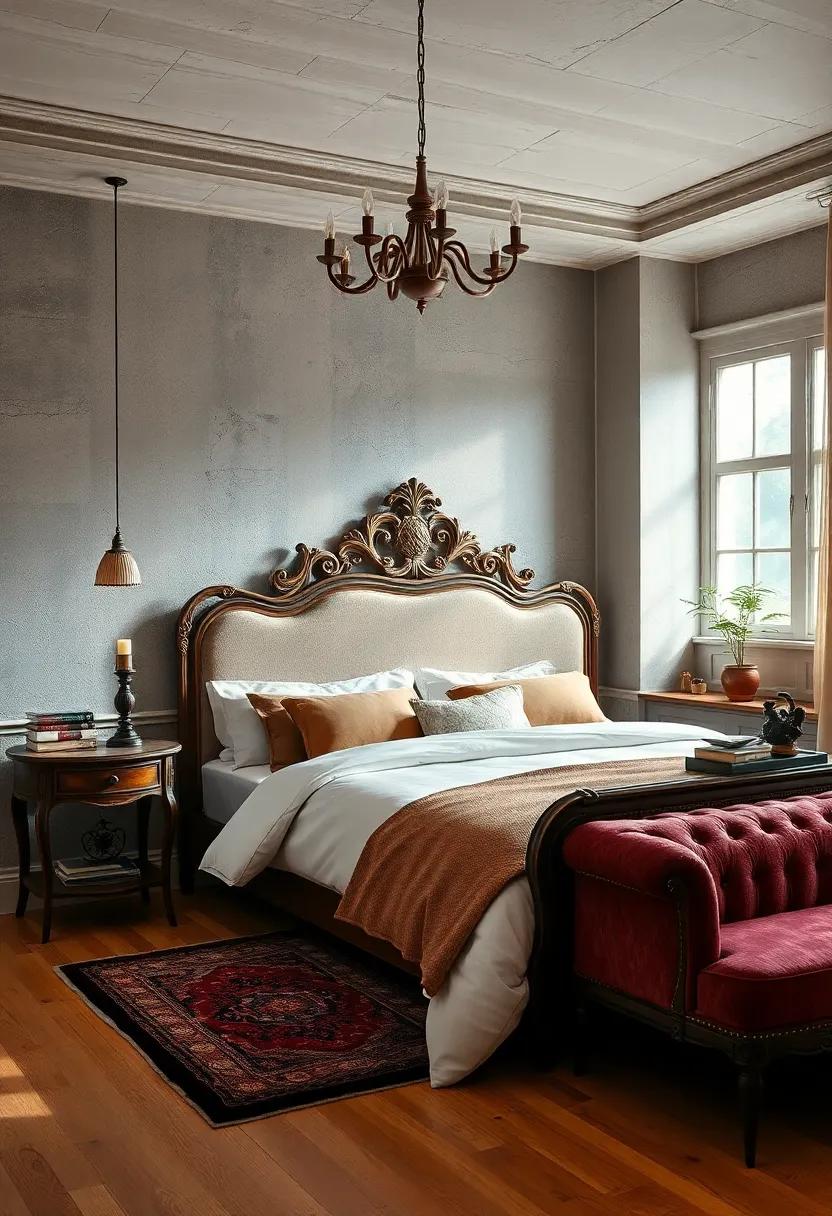 Vintage Bedframe: Opt for an⁣ intricately carved wooden or wrought ‍iron bedframe to create a stunning​ focal point for​ the⁣ bedroom