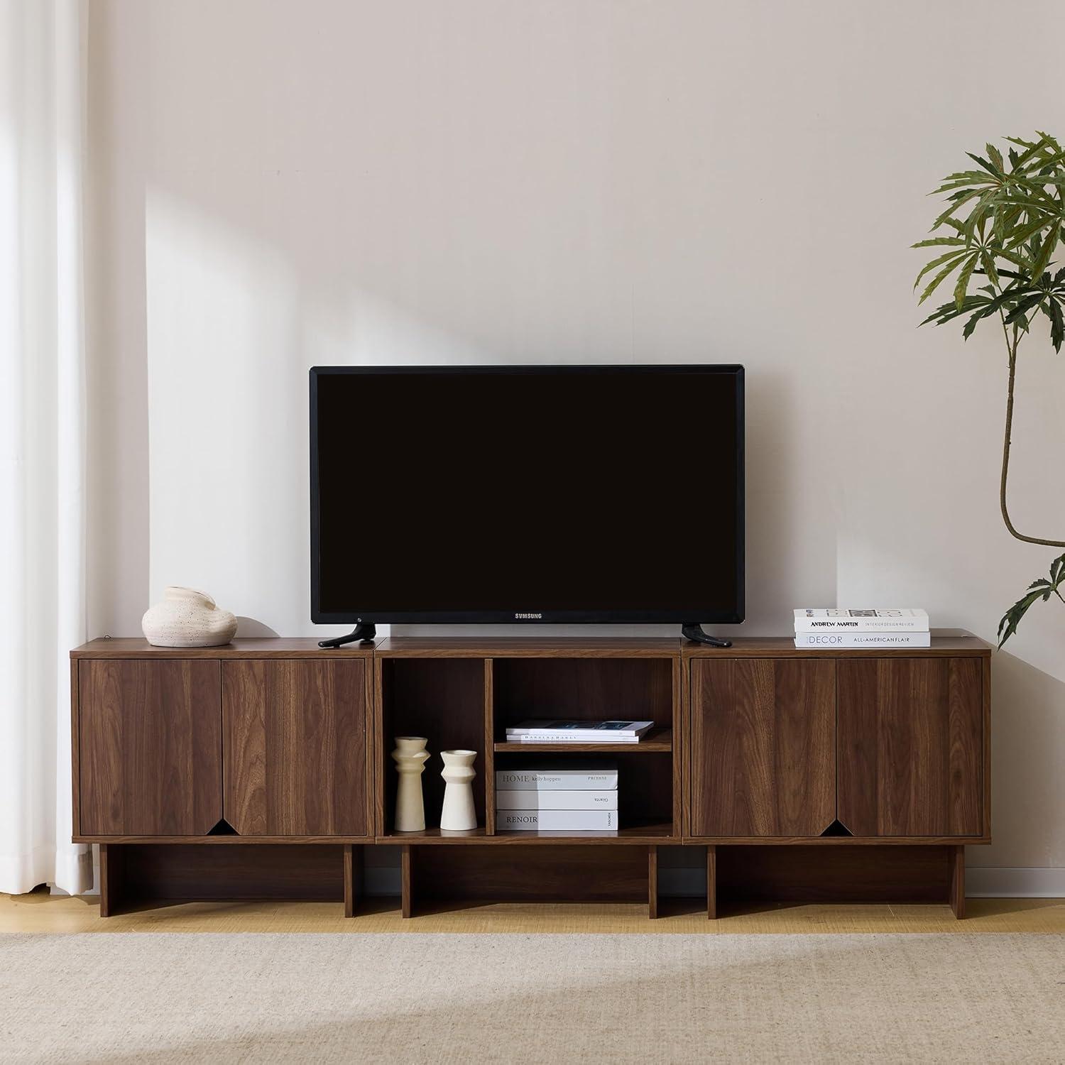 Walnut Modular Tv Stand For 70 Inch Tv Fits Your Space