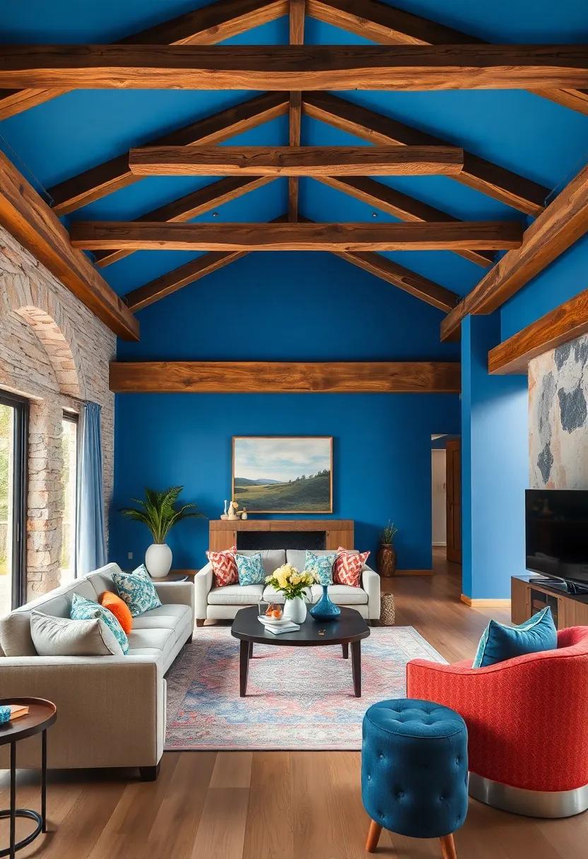 Incorporate⁢ Wood Beams: Expose wooden beams on the ceiling ​to introduce⁢ architectural interest ⁤and a rustic charm‌ that ⁢grounds your blue color scheme