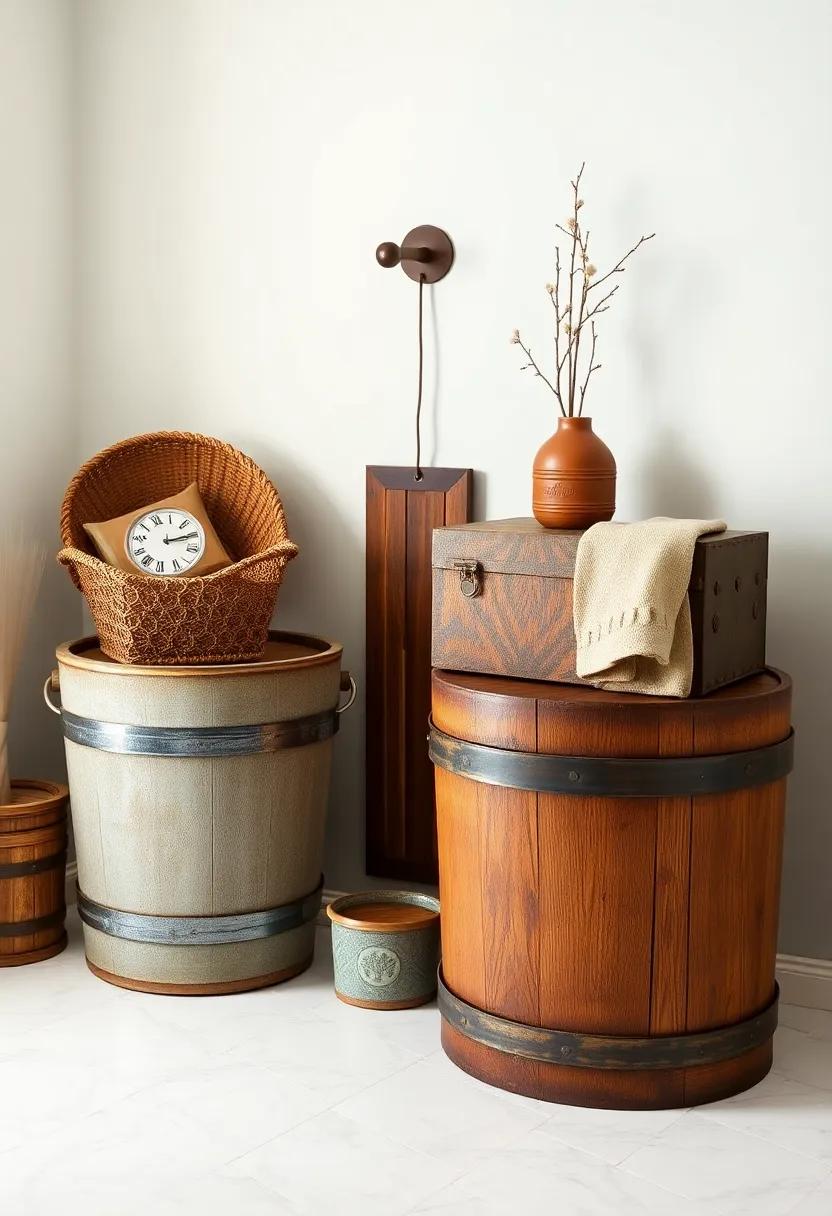 Integrate Vintage Buckets and Trunks as ⁤Unique⁢ Storage‍ Solutions