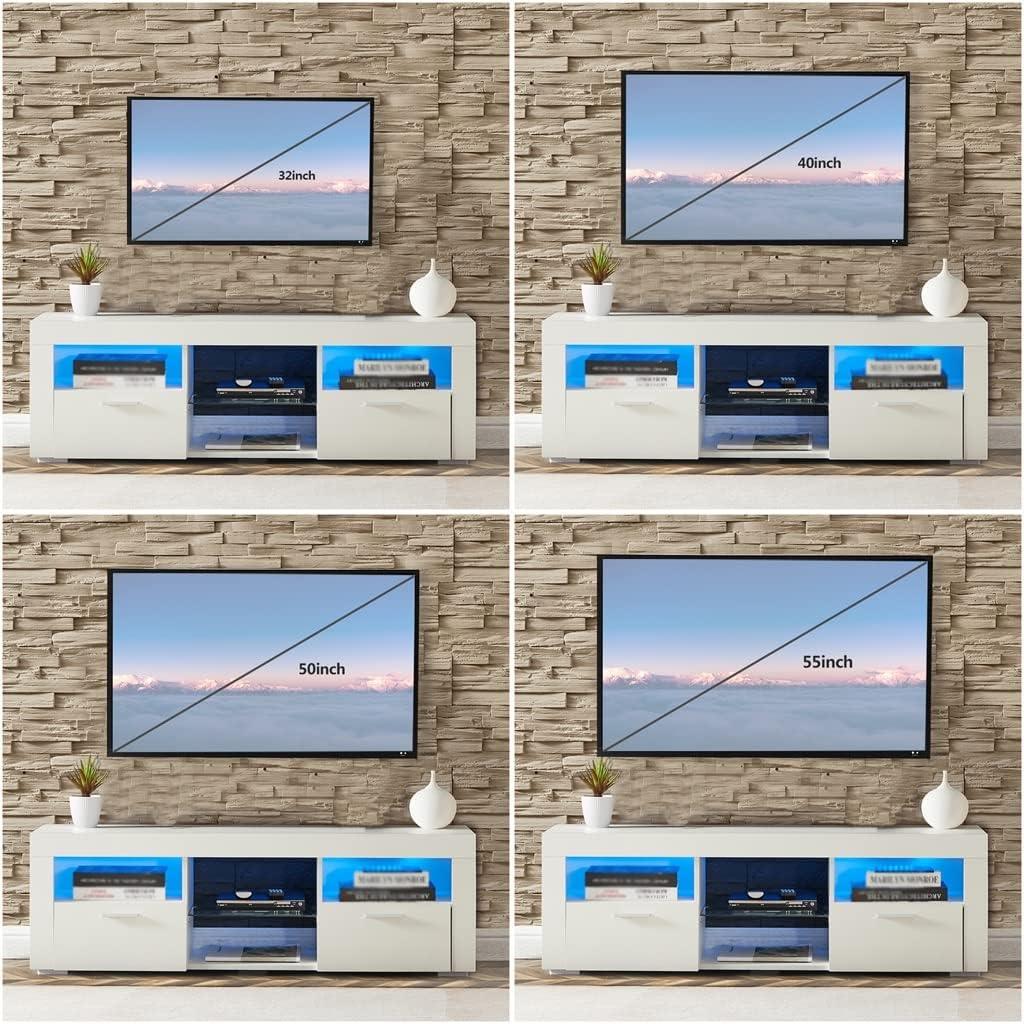 White TV Stand with LED (D As ‌Shown) ‌—​ your room's mood