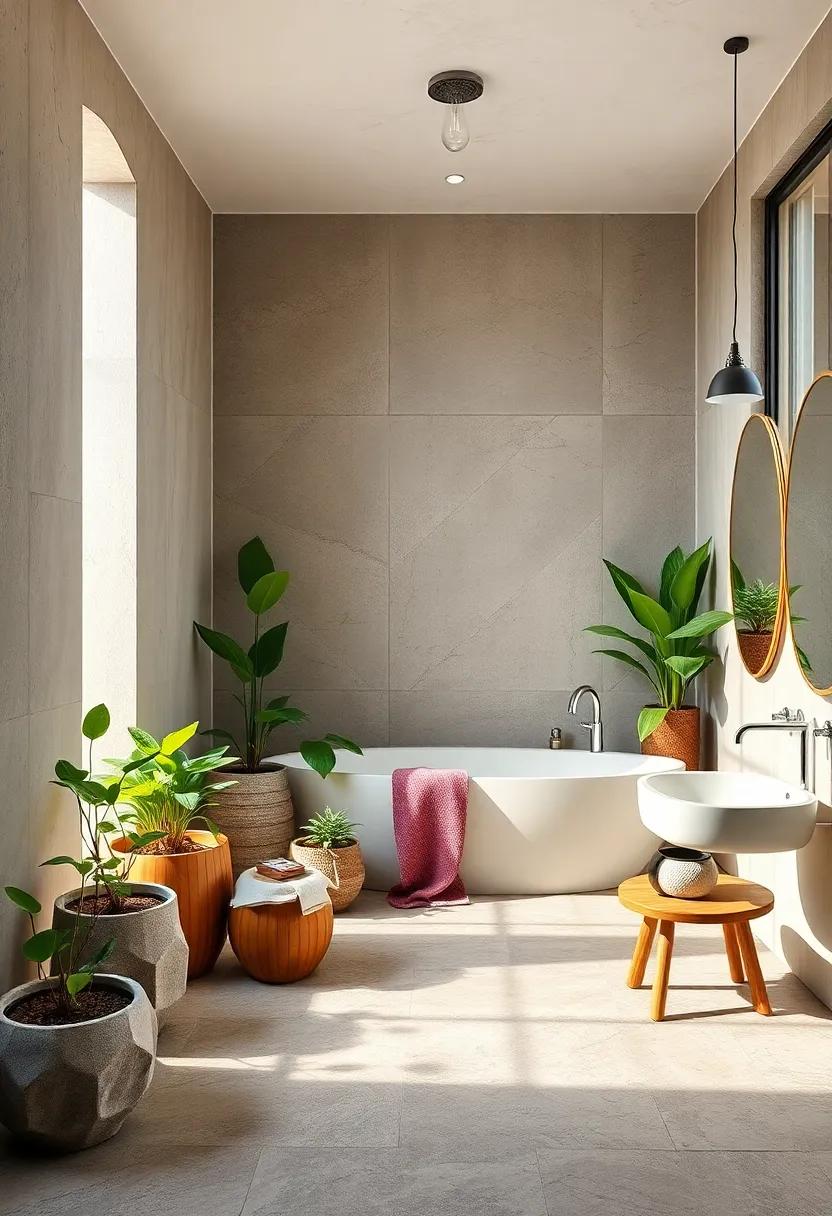 Create a Scented Sanctuary: Introduce fragrant plants like lavender or mint that not only enhance the aesthetic but also provide soothing aromas during baths
