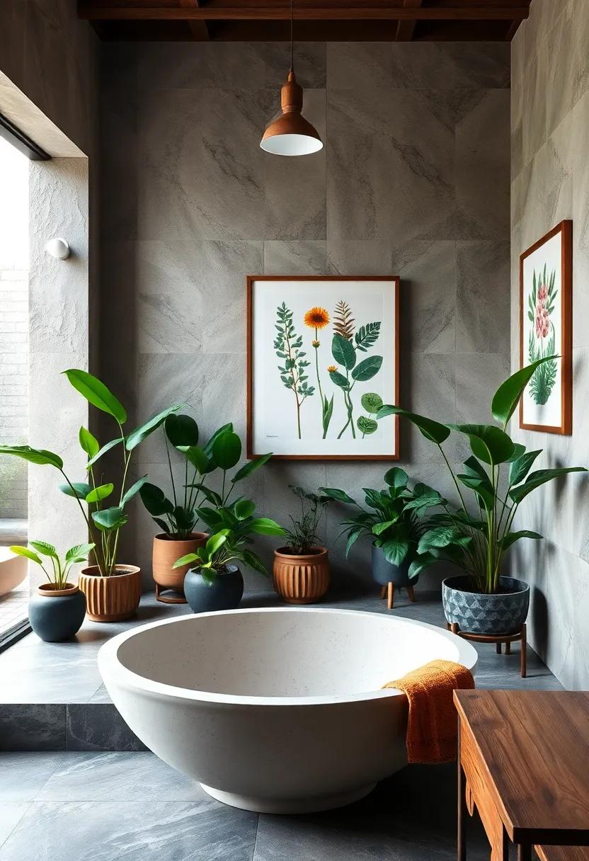 Mix in Artwork: Combine potted plants with artwork, such as framed botanical prints, to create an immersive nature-inspired experience