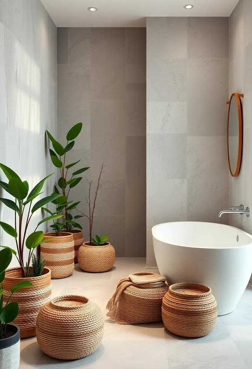 Use Textured Baskets: Place potted plants in woven baskets for a cozy, bohemian vibe that adds warmth to your tranquil space